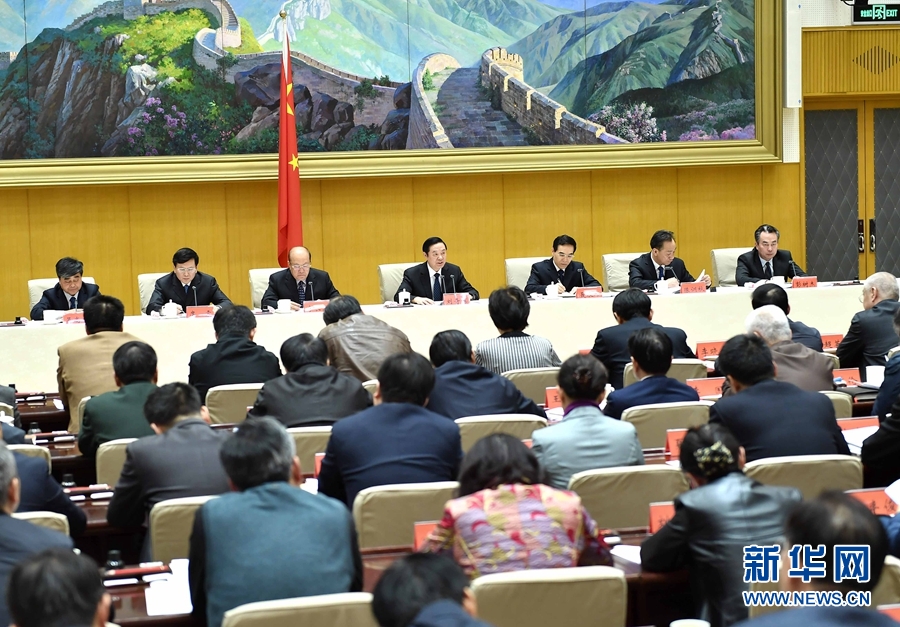 1月13日，中共中央政治局委員、中宣部部長(zhǎng)、全國(guó)“掃黃打非”工作小組組長(zhǎng)劉奇葆在北京出席第三十次全國(guó)“掃黃打非”工作電視電話會(huì)議。新華社記者 李濤 攝