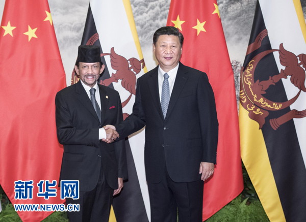 9月13日，國家主席習(xí)近平在北京人民大會堂同文萊蘇丹哈桑納爾舉行會談。 新華社記者 李濤 攝