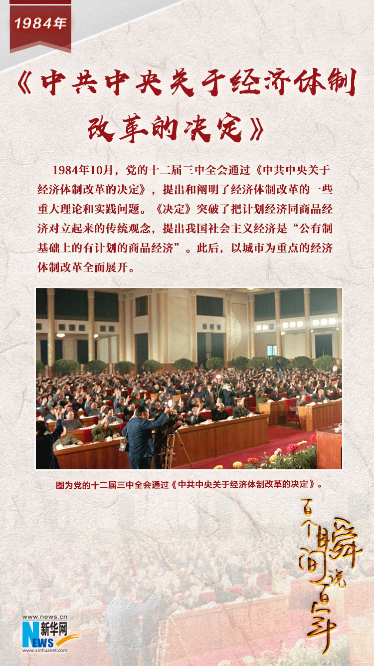 1984，《中共中央關(guān)于經(jīng)濟(jì)體制改革的決定》
