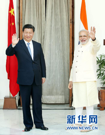 9月18日，國(guó)家主席習(xí)近平在新德里同印度總理莫迪舉行會(huì)談。新華社記者 姚大偉 攝
