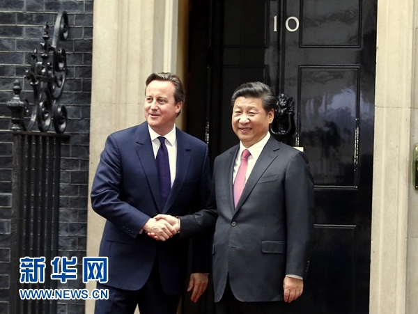 10月21日，國家主席習(xí)近平在倫敦唐寧街首相府同英國首相卡梅倫舉行會談。 新華社記者 鞠鵬 攝 