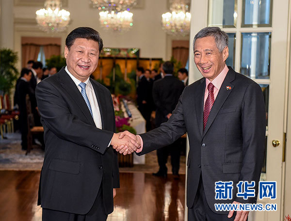 11月7日，國(guó)家主席習(xí)近平在新加坡同新加坡總理李顯龍舉行會(huì)談。 新華社記者 李學(xué)仁 攝