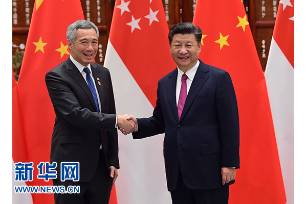 9月2日，國(guó)家主席習(xí)近平在杭州會(huì)見(jiàn)新加坡總理李顯龍。新華社記者張鐸攝