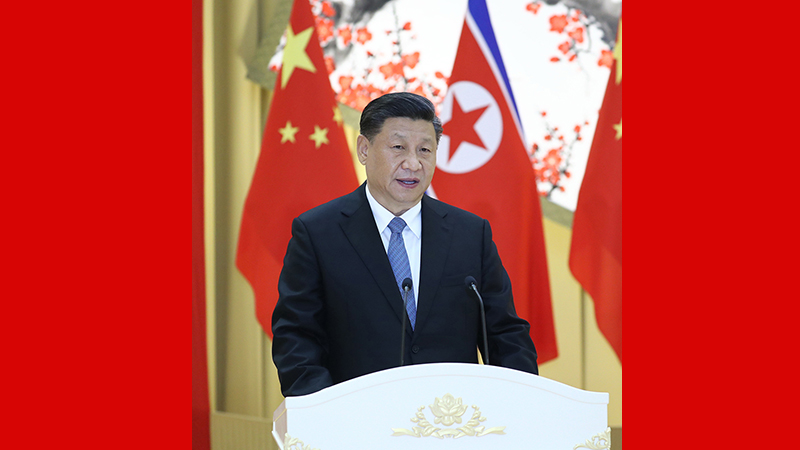 習(xí)近平出席朝鮮勞動黨委員長、國務(wù)委員會委員長金正恩舉行的歡迎宴會